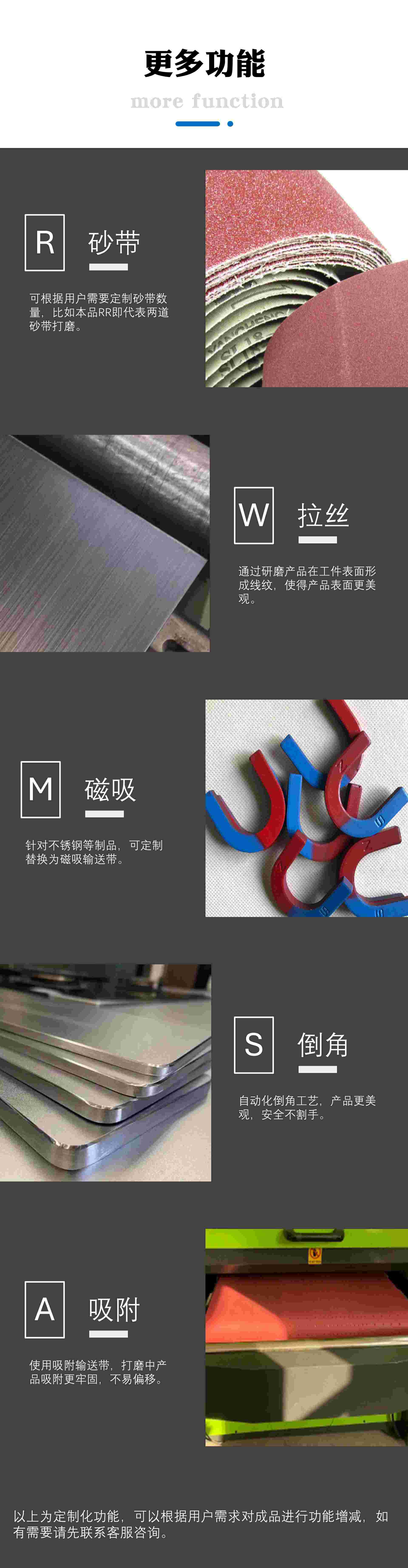 RW1500平面拉絲機產品更多功能選配